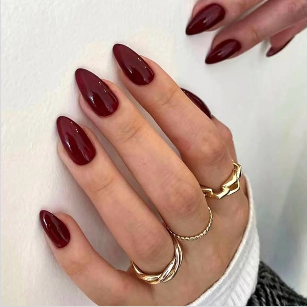 Ardel Nail Addict Wine Red Solid Color Press on Nails Med Kit 28 Piece- 2 Set